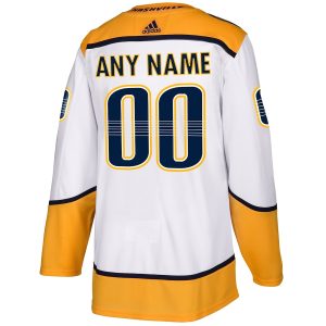 Men’s Nashville Predators adidas White Away Authentic Custom Jersey