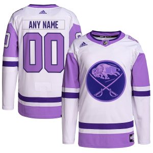 Men’s Buffalo Sabres adidas White/Purple Hockey Fights Cancer Primegreen Authentic Custom Jersey