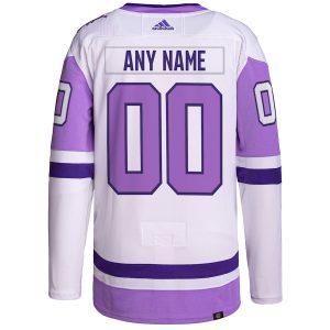 Men’s Buffalo Sabres adidas White/Purple Hockey Fights Cancer Primegreen Authentic Custom Jersey