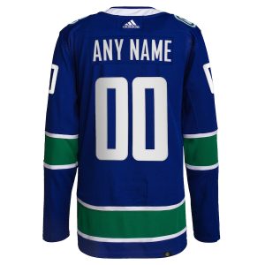 Men’s Vancouver Canucks adidas Royal Home Primegreen Authentic Custom Jersey