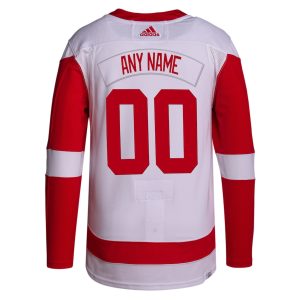 Men’s Detroit Red Wings adidas White Away Primegreen Authentic Custom Jersey