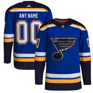 Men’s St. Louis Blues adidas Royal Home Primegreen Authentic Custom Jersey