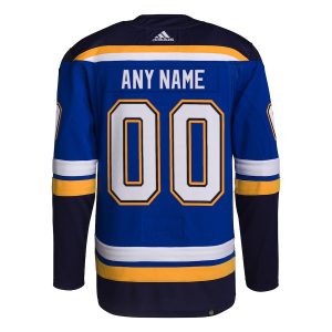 Men’s St. Louis Blues adidas Royal Home Primegreen Authentic Custom Jersey