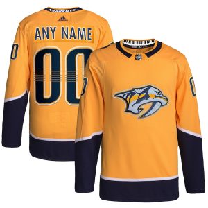 Men’s Nashville Predators adidas Gold Home Primegreen Authentic Custom Jersey