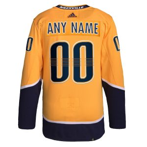 Men’s Nashville Predators adidas Gold Home Primegreen Authentic Custom Jersey