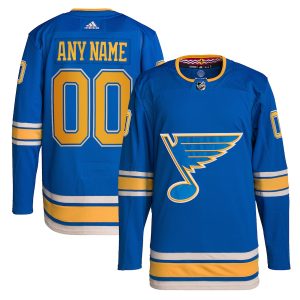 Men’s St. Louis Blues adidas Blue Alternate Primegreen Authentic Custom Jersey