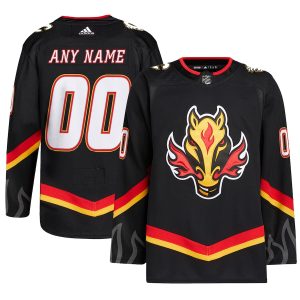 Men’s Calgary Flames adidas Black Alternate Primegreen Authentic Custom Jersey