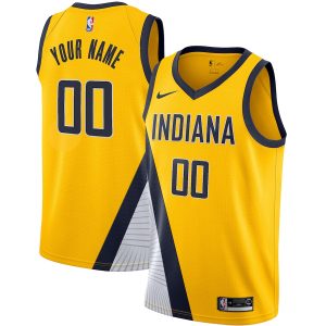 Men’s Indiana Pacers Nike Yellow 2019/20 Custom Swingman Jersey – Statement Edition