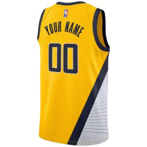 Men’s Indiana Pacers Nike Yellow 2019/20 Custom Swingman Jersey – Statement Edition