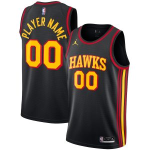 Men’s Atlanta Hawks Jordan Brand Black Swingman Custom Jersey – Statement Edition