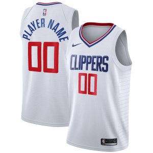 Men’s LA Clippers Nike White 2020/21 Swingman Custom Jersey – Association Edition