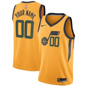 Men’s Utah Jazz Nike Gold Swingman Custom Jersey – Statement Edition