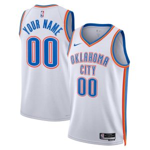 Unisex Oklahoma City Thunder Nike White Swingman Custom Jersey – Association Edition