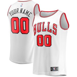 Men’s Chicago Bulls Fanatics Branded White Fast Break Custom Replica Jersey – Association Edition