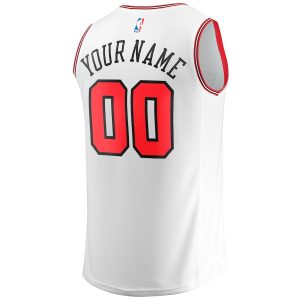 Men’s Chicago Bulls Fanatics Branded White Fast Break Custom Replica Jersey – Association Edition