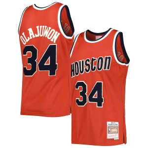 Men’s Houston Rockets Hakeem Olajuwon Mitchell & Ness Red 1993/94 Hardwood Classics Off-Court Swingman Jersey