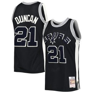 Men’s San Antonio Spurs Tim Duncan Mitchell & Ness Black 1998/99 Hardwood Classics Off-Court Swingman Jersey