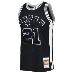 Men’s San Antonio Spurs Tim Duncan Mitchell & Ness Black 1998/99 Hardwood Classics Off-Court Swingman Jersey