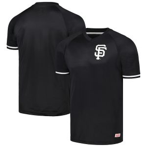 Men’s San Francisco Giants Stitches Black Raglan V-Neck Jersey