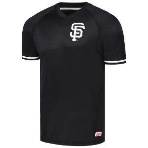 Men’s San Francisco Giants Stitches Black Raglan V-Neck Jersey