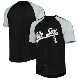 Men’s Chicago White Sox Stitches Black Button-Down Raglan Fashion Jersey