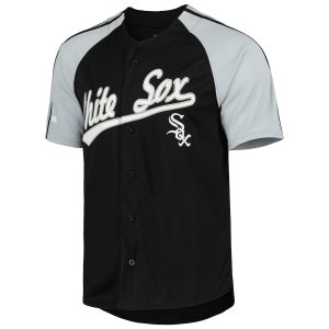 Men’s Chicago White Sox Stitches Black Button-Down Raglan Fashion Jersey