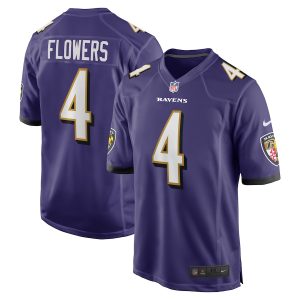 Men’s Baltimore Ravens Zay Flowers Nike Purple 2023 NFL Draft First Round Pick Game Jersey