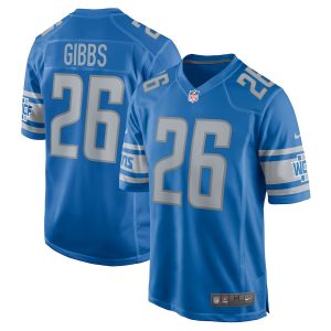 Men’s Detroit Lions Jahmyr Gibbs Nike Blue 2023 NFL Draft First Round Pick Game Jersey