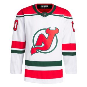 Men’s New Jersey Devils adidas White W Anniversary Heritage Primegreen Authentic Custom Jersey