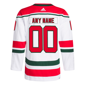 Men’s New Jersey Devils adidas White W Anniversary Heritage Primegreen Authentic Custom Jersey