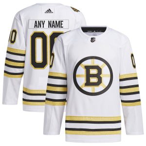 Men’s Boston Bruins adidas White 100th Anniversary Primegreen Authentic Custom Jersey