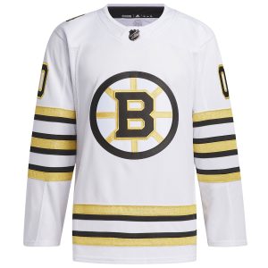 Men’s Boston Bruins adidas White 100th Anniversary Primegreen Authentic Custom Jersey