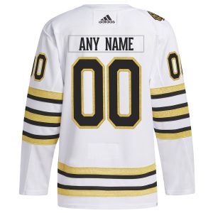 Men’s Boston Bruins adidas White 100th Anniversary Primegreen Authentic Custom Jersey