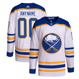 Men’s Buffalo Sabres adidas White Away Primegreen Authentic Custom Jersey