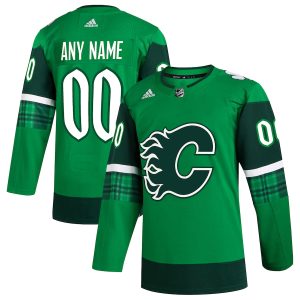 Men’s Calgary Flames adidas Kelly Green St. Patrick’s Day Authentic Custom Jersey