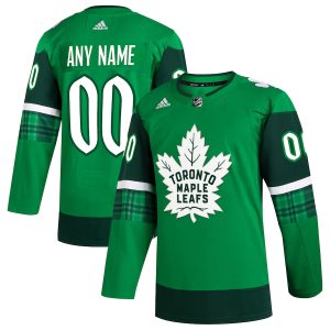 Men’s Toronto Maple Leafs adidas Kelly Green St. Patrick’s Day Authentic Custom Jersey