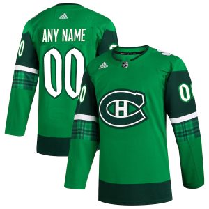 Men’s Montreal Canadiens adidas Kelly Green St. Patrick’s Day Authentic Custom Jersey