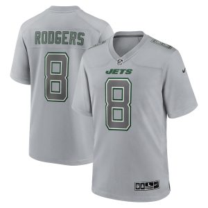 Men’s New York Jets Aaron Rodgers Nike Heather Gray Atmosphere Fashion Game Jersey