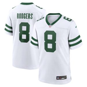 Men’s New York Jets Aaron Rodgers Nike White Legacy Player Game Jersey