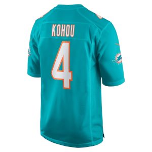 Men’s Miami Dolphins Kader Kohou Nike Aqua Game Player Jersey