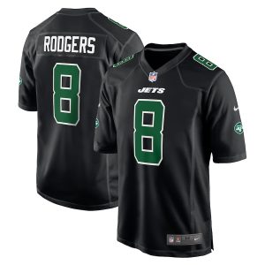 Men’s New York Jets Aaron Rodgers Nike Black Fashion Game Jersey