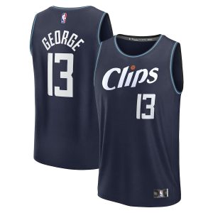 Men’s LA Clippers Paul George Fanatics Branded Navy Fast Break Jersey – City Edition