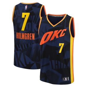 Men’s Oklahoma City Thunder Chet Holmgren Fanatics Branded Navy Fast Break Jersey – City Edition