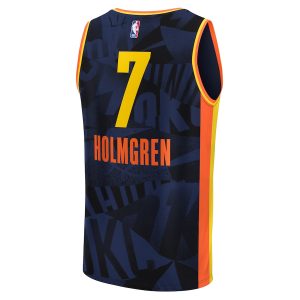 Men’s Oklahoma City Thunder Chet Holmgren Fanatics Branded Navy Fast Break Jersey – City Edition