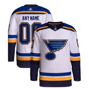 Men’s St. Louis Blues adidas White Away Primegreen Authentic Custom Jersey