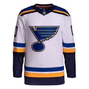 Men’s St. Louis Blues adidas White Away Primegreen Authentic Custom Jersey