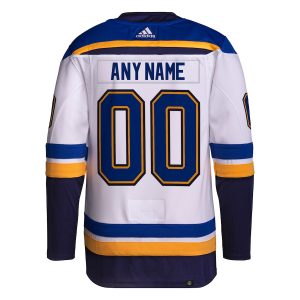 Men’s St. Louis Blues adidas White Away Primegreen Authentic Custom Jersey