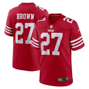 Men’s San Francisco 49ers Ji’Ayir Brown Nike Scarlet Team Game Jersey