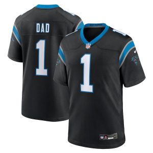 Men’s Carolina Panthers Number 1 Dad Nike Black Game Jersey