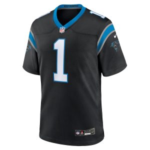 Men’s Carolina Panthers Number 1 Dad Nike Black Game Jersey